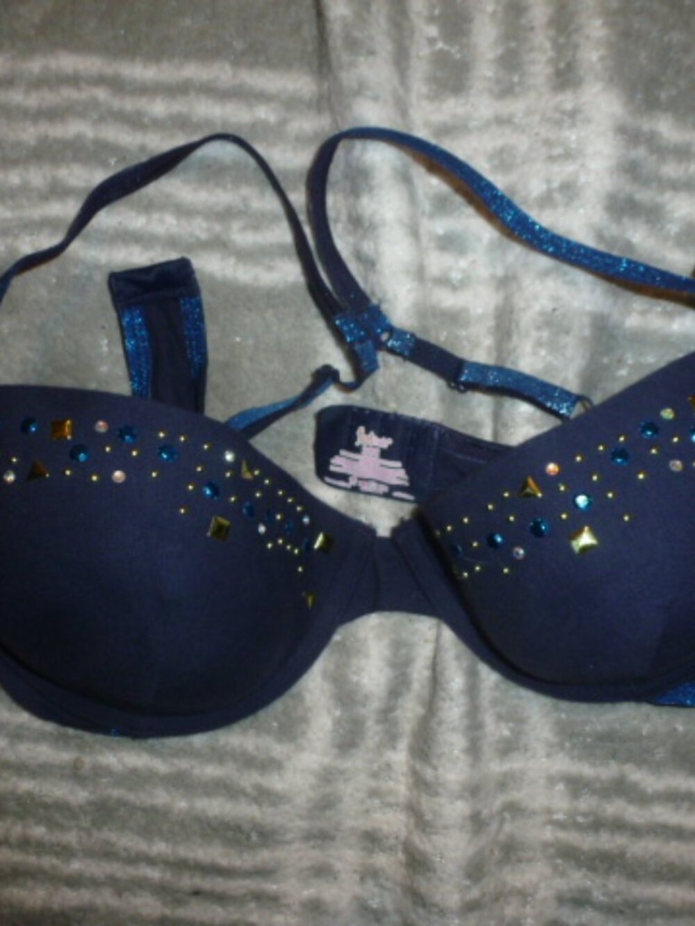 💚 Flirtitude Limited Edition 38C Push-Up Bra | Navy Blue & Silver | Underwire